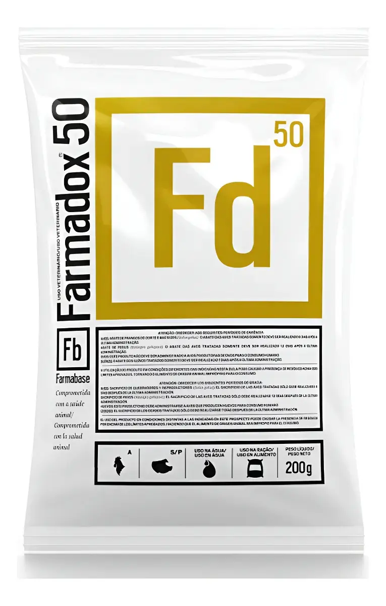 Suplemento Farmadox 200g Doxiclina Farmabase para Aves e Suínos em Pó