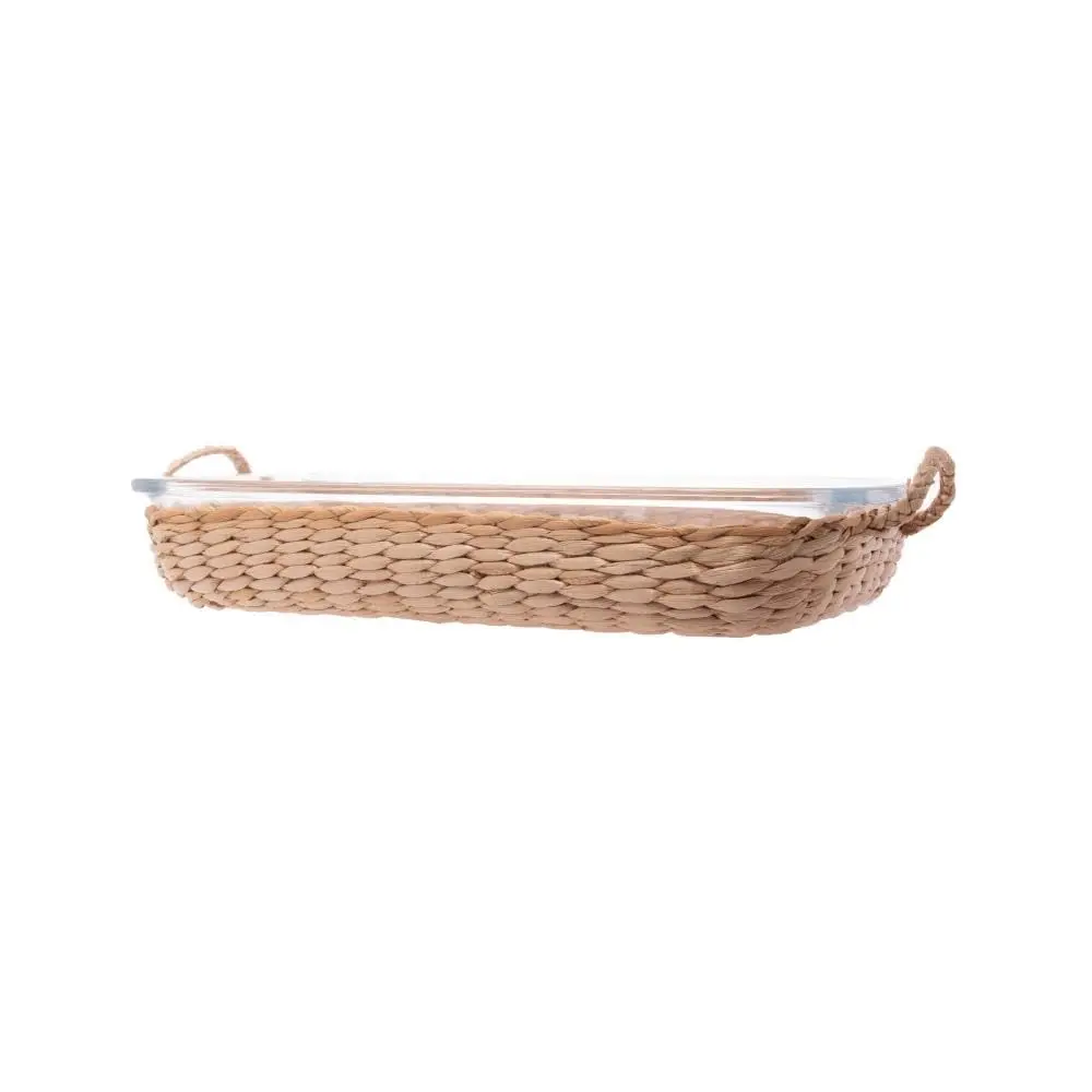 WOLFF - Refratário de Vidro Borossilicato Resistente ao Calor com Suporte em Fibra Natural e Alça 39,5cm