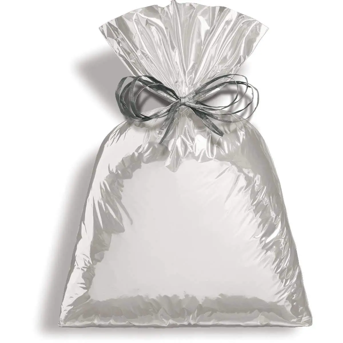 Saco Para Presente Cromus Embalagens com Acabamento Metalizado na Cor Prata 25x37 cm com 50 Unidades - 1