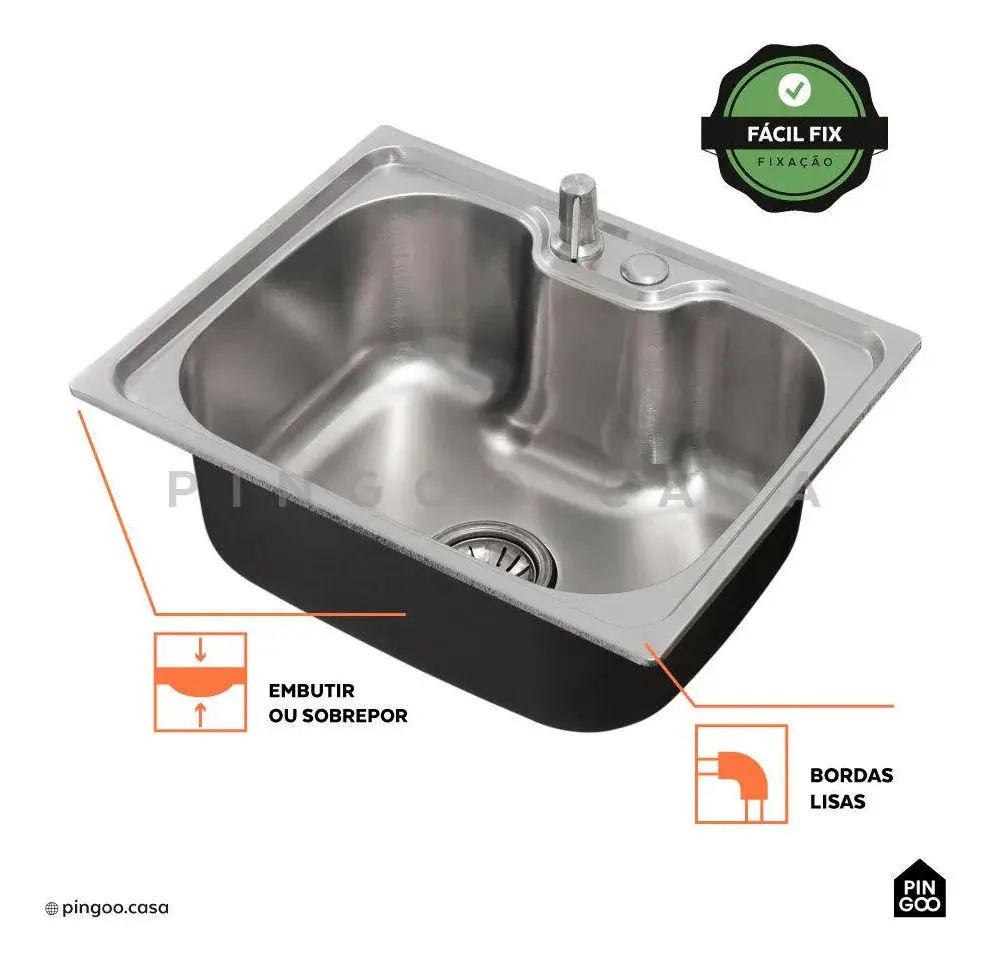 Cuba Gourmet para Cozinha Aço Inox 201 50x40cm Nawa Prata - Pingoo.casa thumbnail 2