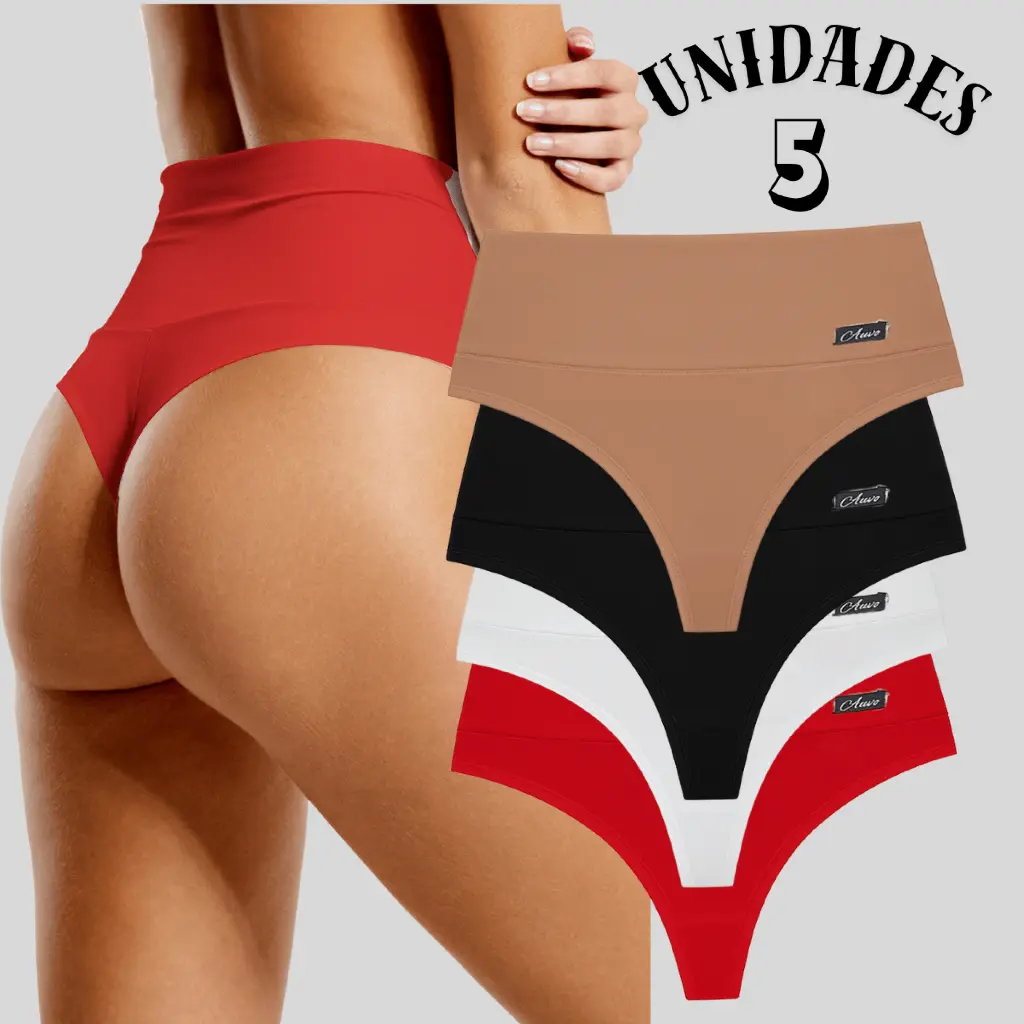 Kit Calcinhas Modeladora Cós Alto Fio Duplo Lingerie Cintas Levanta Bumbum Não Marca Roupa - 1