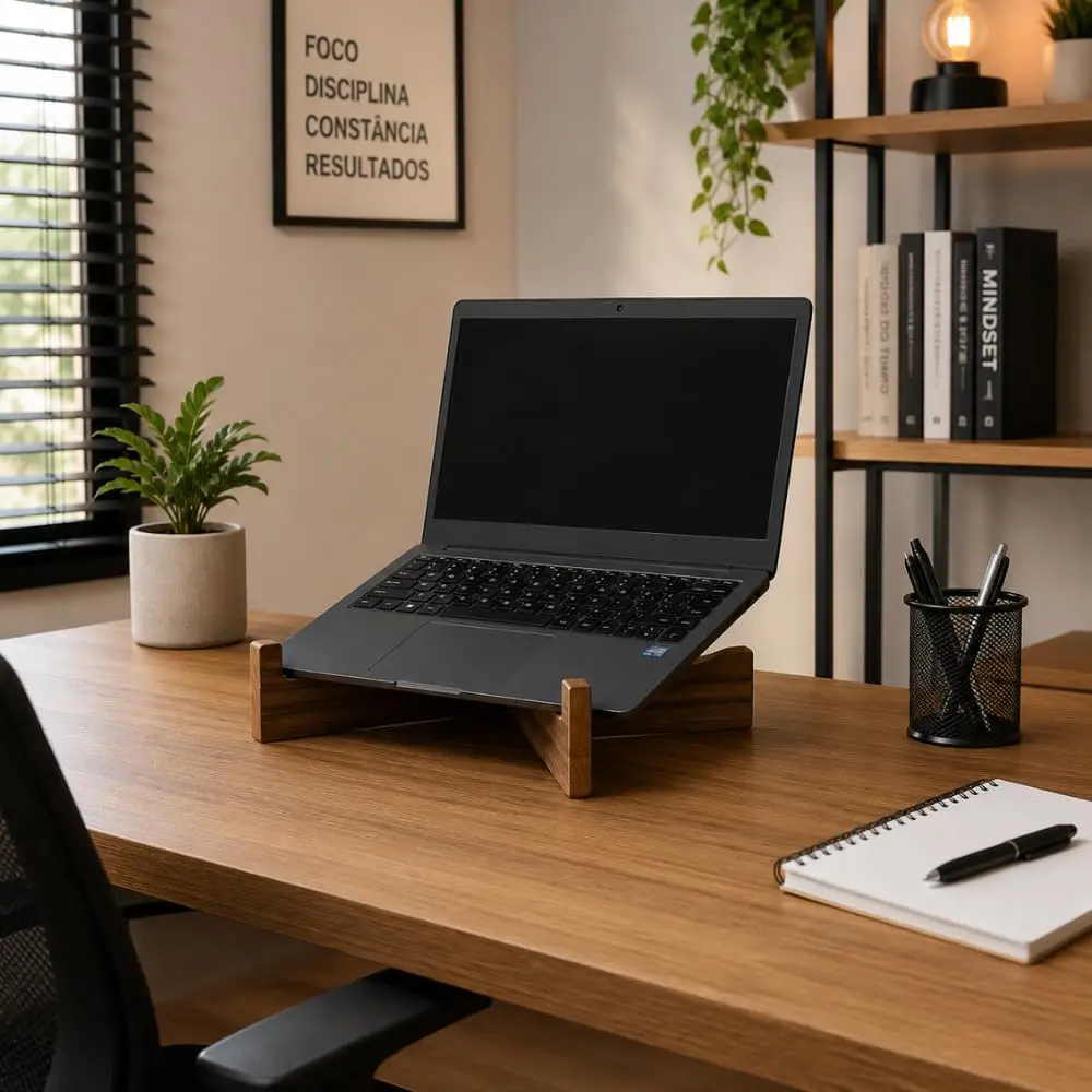 Suporte Ergonômico para Notebook em MDF 15mm Desmontável (Marrom)