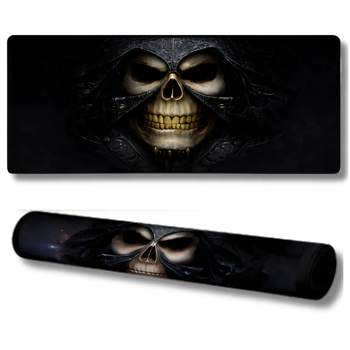 Mousepad Gamer Grande 70x35cm Speed Antiderrapante Base Emborrachada 3mm Borda Costurada Premium – Caveira Dark