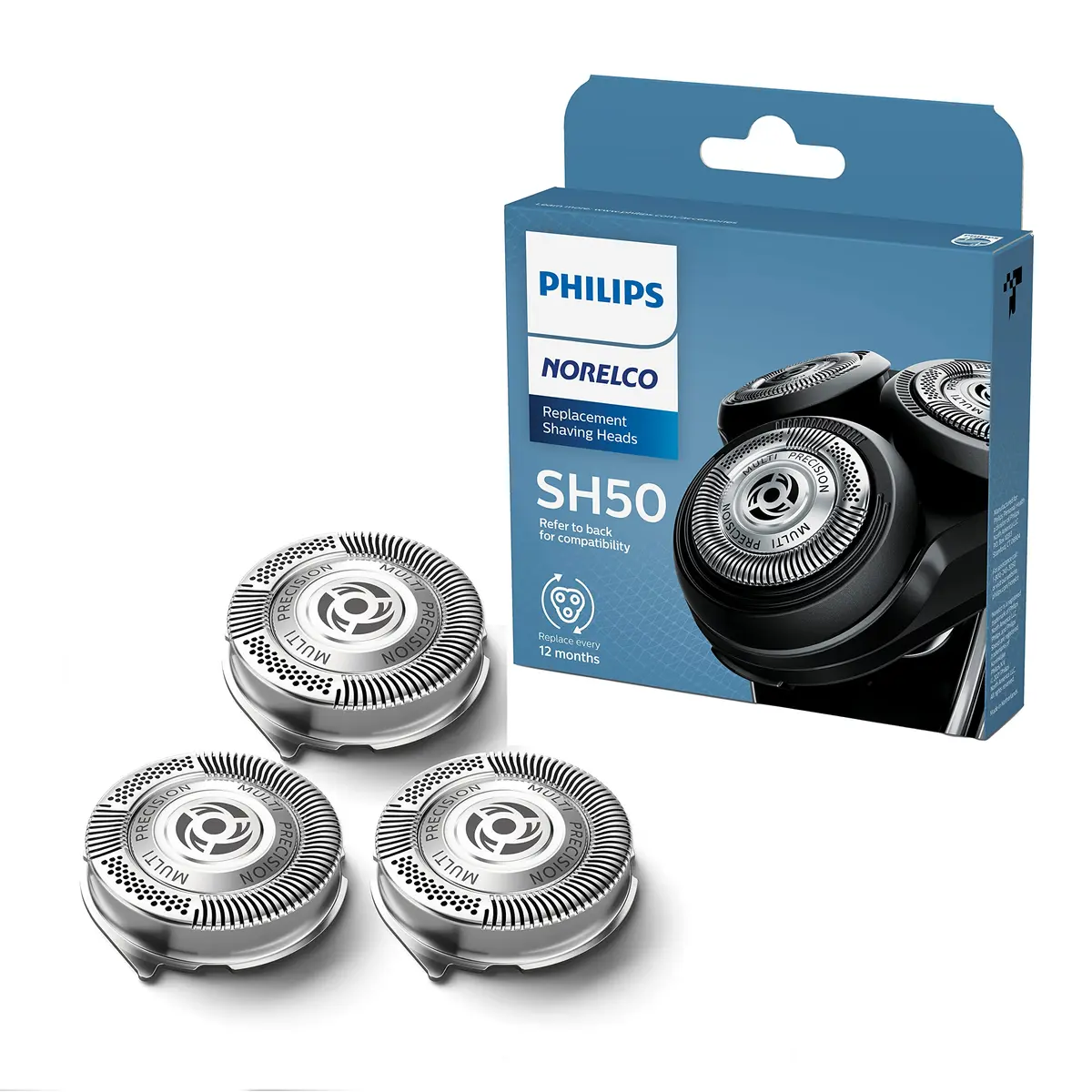 Philips Norelco Cabeças de barbear genuínas SH50/52 compatíveis com Norelco Shaver Series 5000 arredondado e 6000, versão mais recente para HQ9/50, HQ56/50 e RQ11/50 atualizados