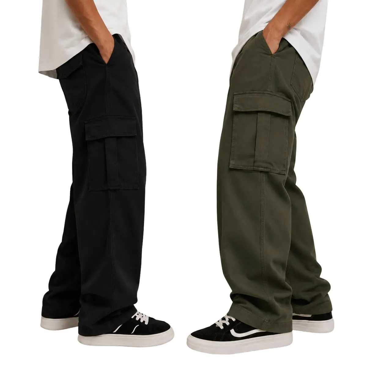 Kit 2 calça cargo larga masculina bolso ao lado tática nova em diversas cores