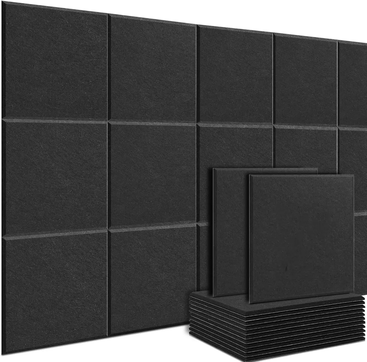 Pacote com 18 Painéis de Espuma à Prova de Som, 30 * 30 cm Painéis Autoadesivos de Absorção de Som, Painel Acustico, Painéis Autoadesivos de Espuma Acústica, Painéis Acústicos de Parede