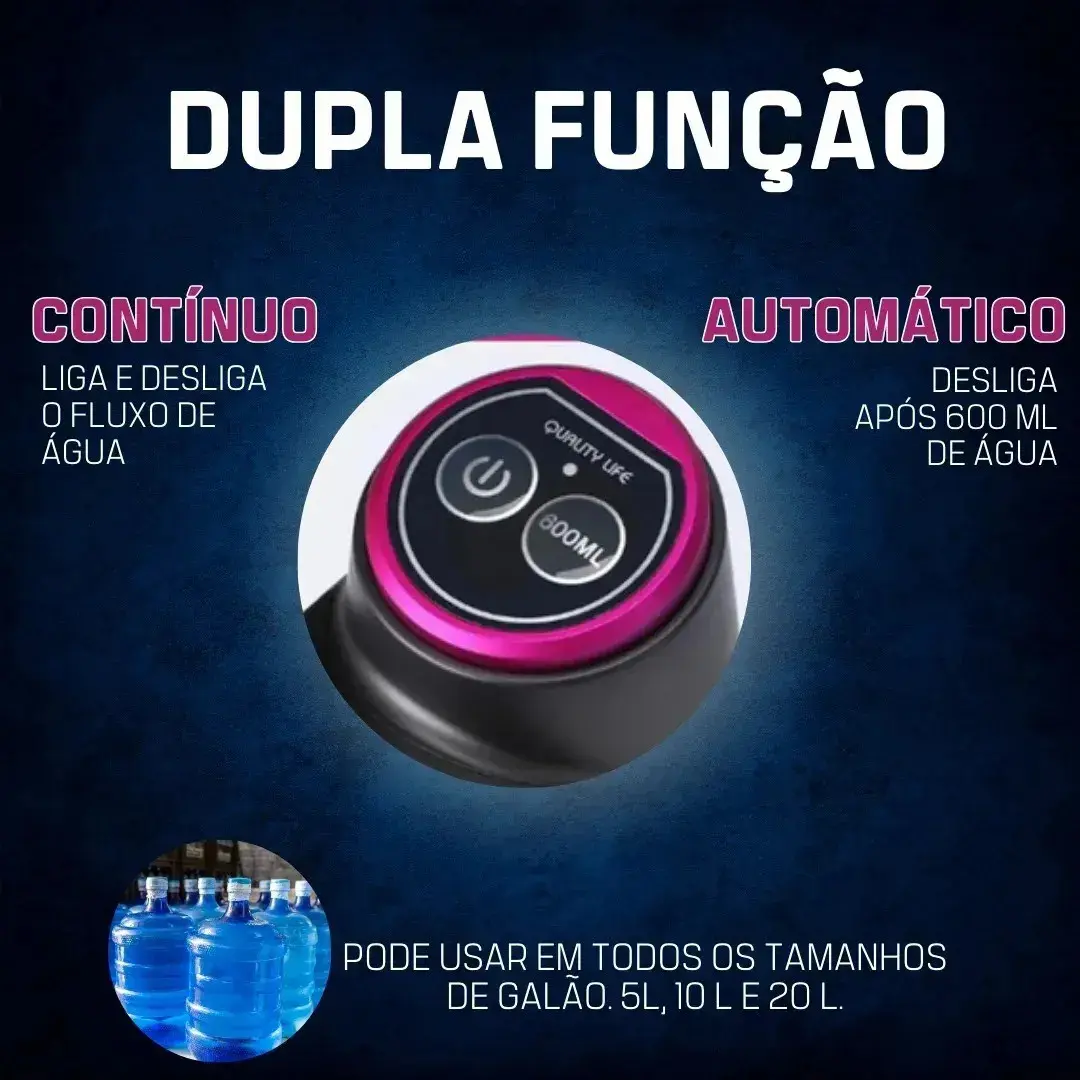 Bomba Galão De Água Recarregável Dispenser Bivolt Usb Cor Aleatório Preto ou Branco Kateluo thumbnail 6