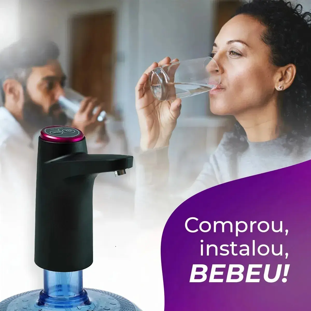 Bomba Galão De Água Recarregável Dispenser Bivolt Usb Cor Aleatório Preto ou Branco Kateluo thumbnail 7