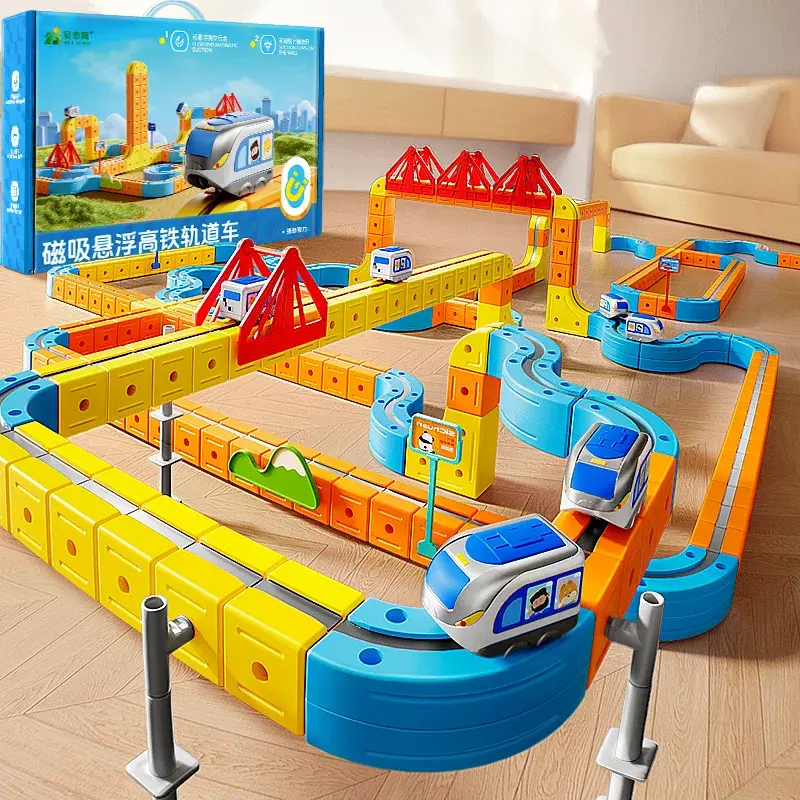 Brinquedo de Trem Magnético para Meninos, Trilhos 1:64, Modelo de Veículo Elétrico DIY, Brinquedos Educativos para Crianças a Partir de 3 Anos, Presentes
