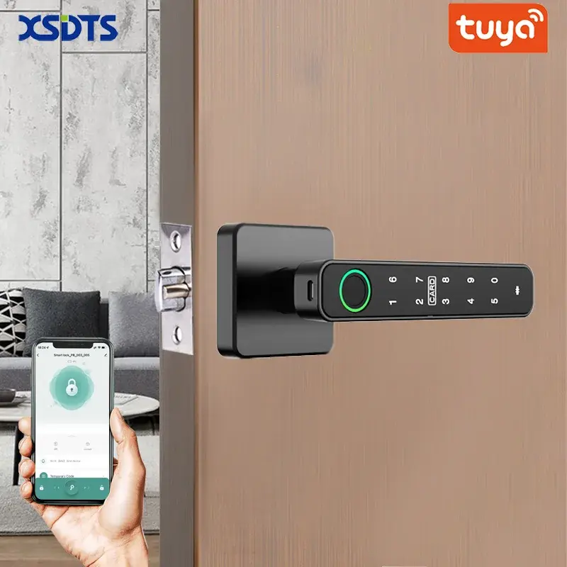 Fechadura Digital Inteligente XSDTS Tuya com Impressão Digital, Cartão-Chave e Teclado para Entrada Eletrônica em Casa, Apartamento ou Residência - 1