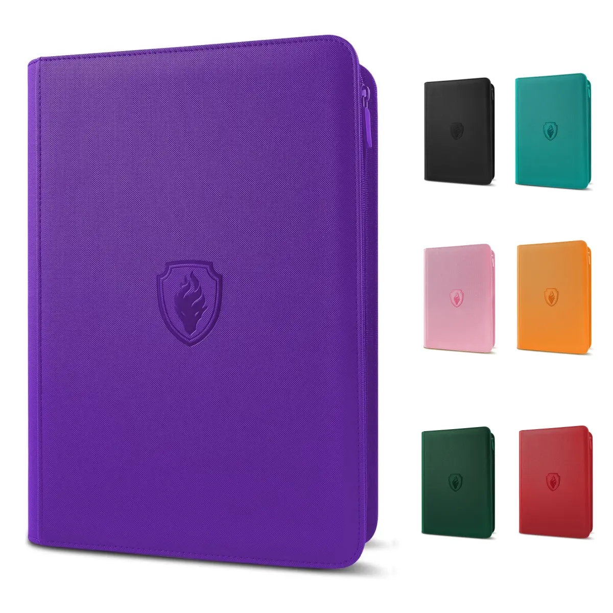 Fichário de Cartas com Zíper e 9 Bolsos, Livro Porta-Cartas Colecionáveis 360, Fichário com Zíper e Capa de PU Premium para Cartas, Cartas de Carregamento Lateral Duráveis