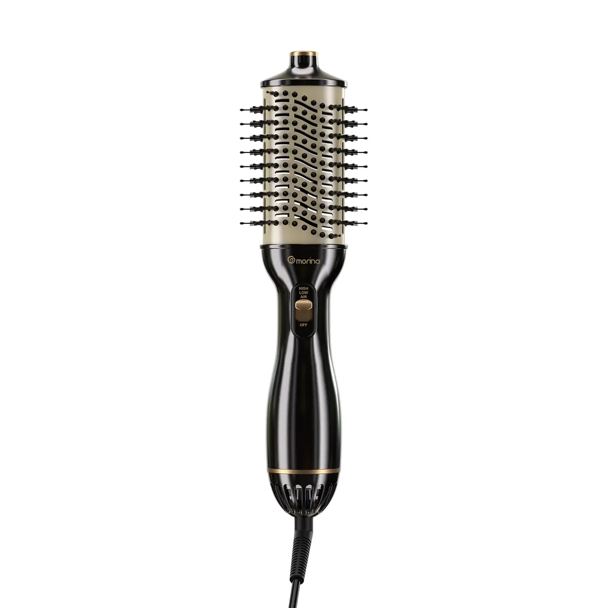 Escova Secadora Modeladora 1000W 220V com Cabo Giratório 360°, PRETO | Penteia, seca e modela com 3 modos, fluxo de ar 360°, aquecimento cerâmico e cabo giratório.