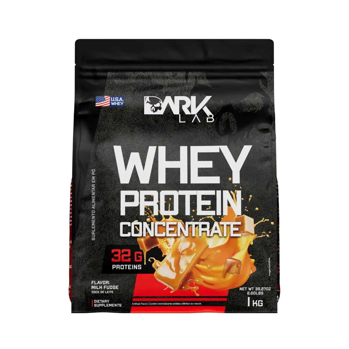 Whey Protein Concentrado Dark Lab, 1kg, Doce de Leite, Proteína Concentrada do Soro do Leite (WPC), Ganho de Massa Muscular, Suporte Nutricional