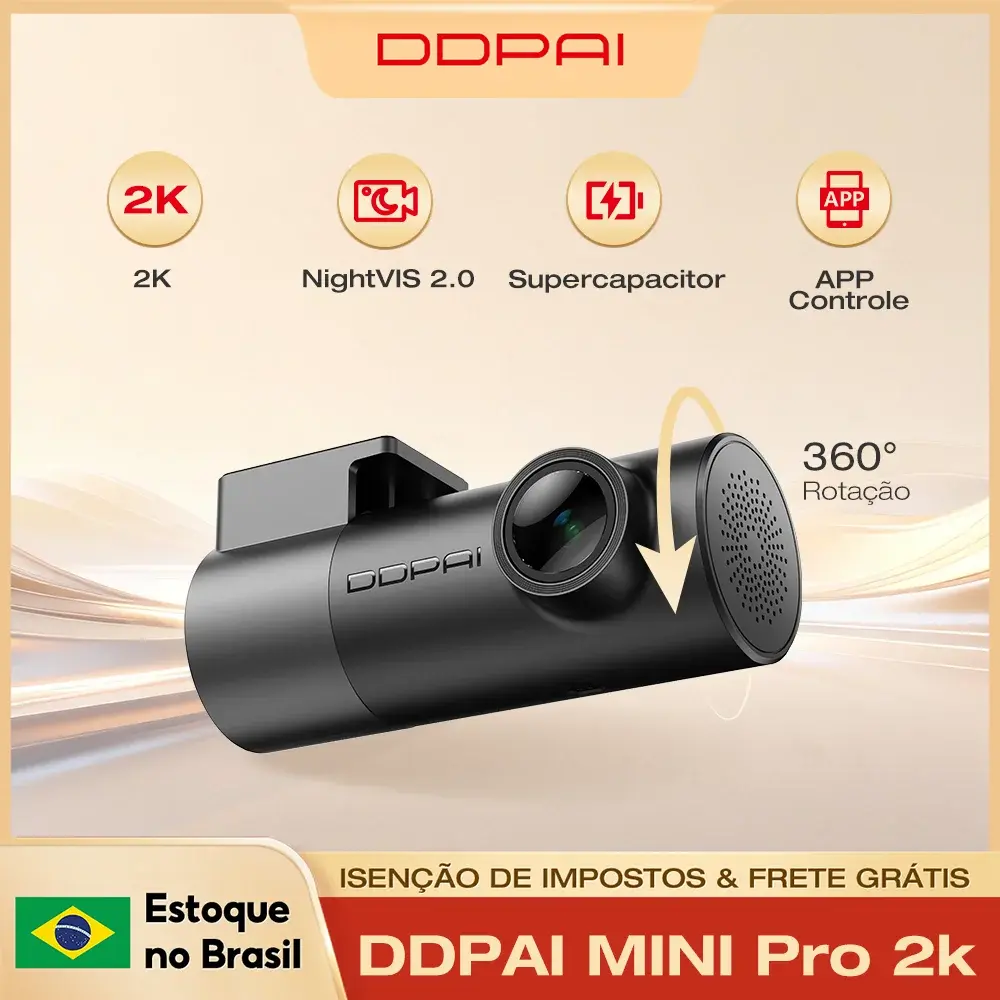 DDPAI Mini Pro Câmera Veicular 2K 1440P Visão Total HD 140 ° Monitor de Estacionamento com Visão Noturna 24 Horas e Controle por Voz - 1
