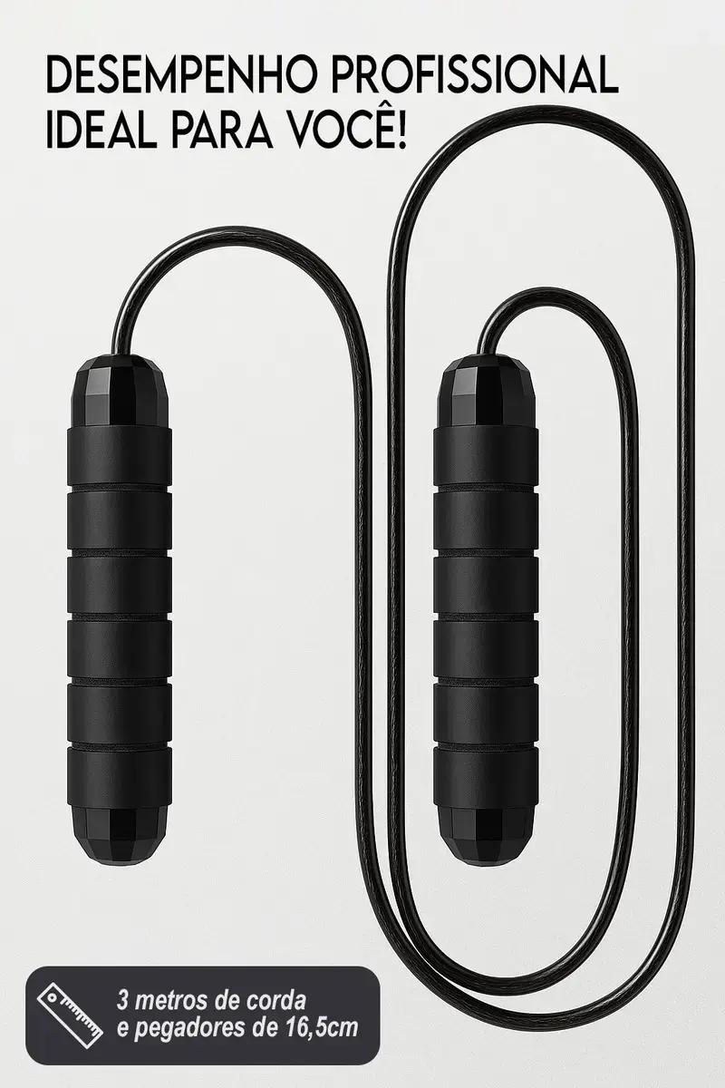 Corda de Pular Speed Rope 3M Profissional Academia Cross Fit com Rolamento Duplo Cabo de Aço e Pegadores Emborrachados Ajustável thumbnail 3