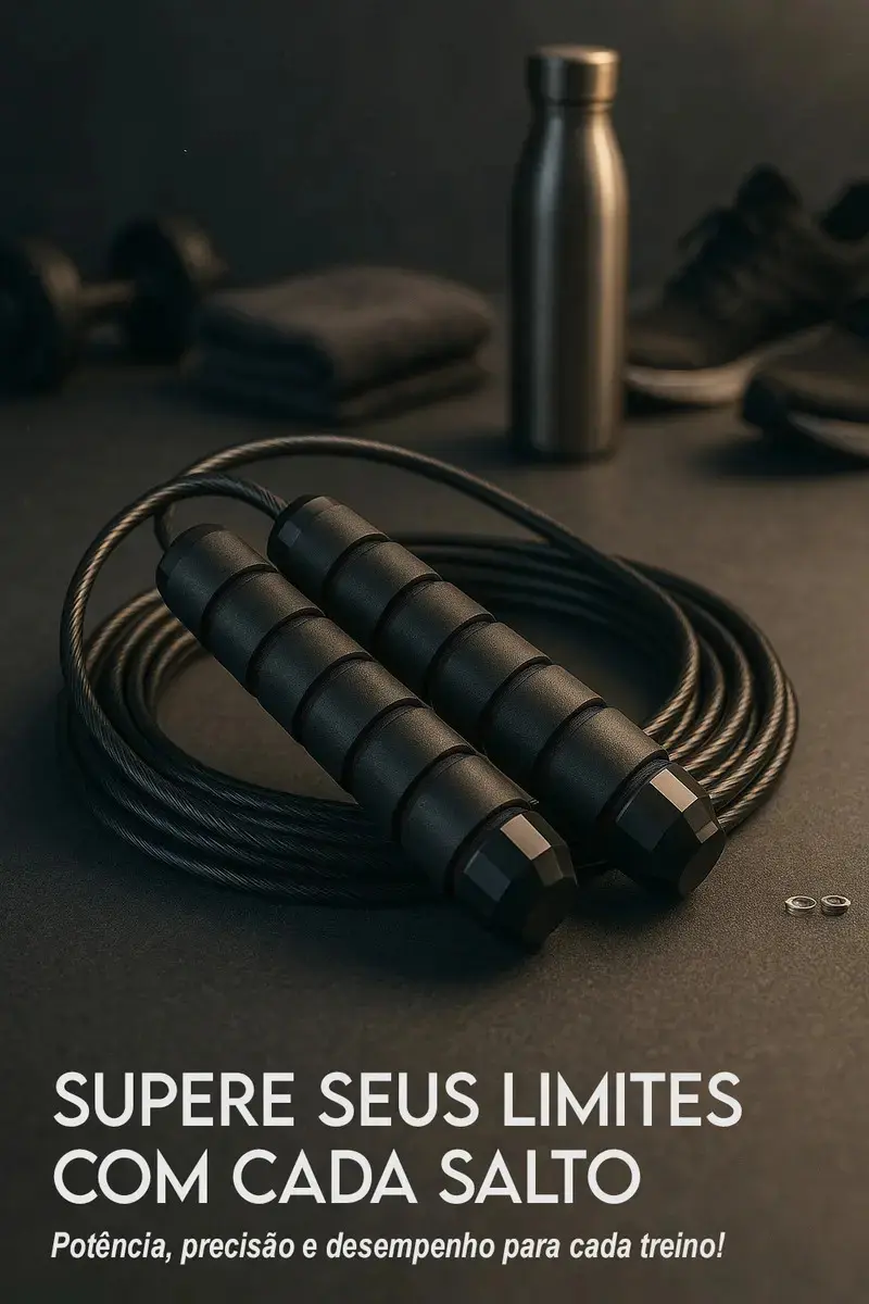 Corda de Pular Speed Rope 3M Profissional Academia Cross Fit com Rolamento Duplo Cabo de Aço e Pegadores Emborrachados Ajustável thumbnail 5
