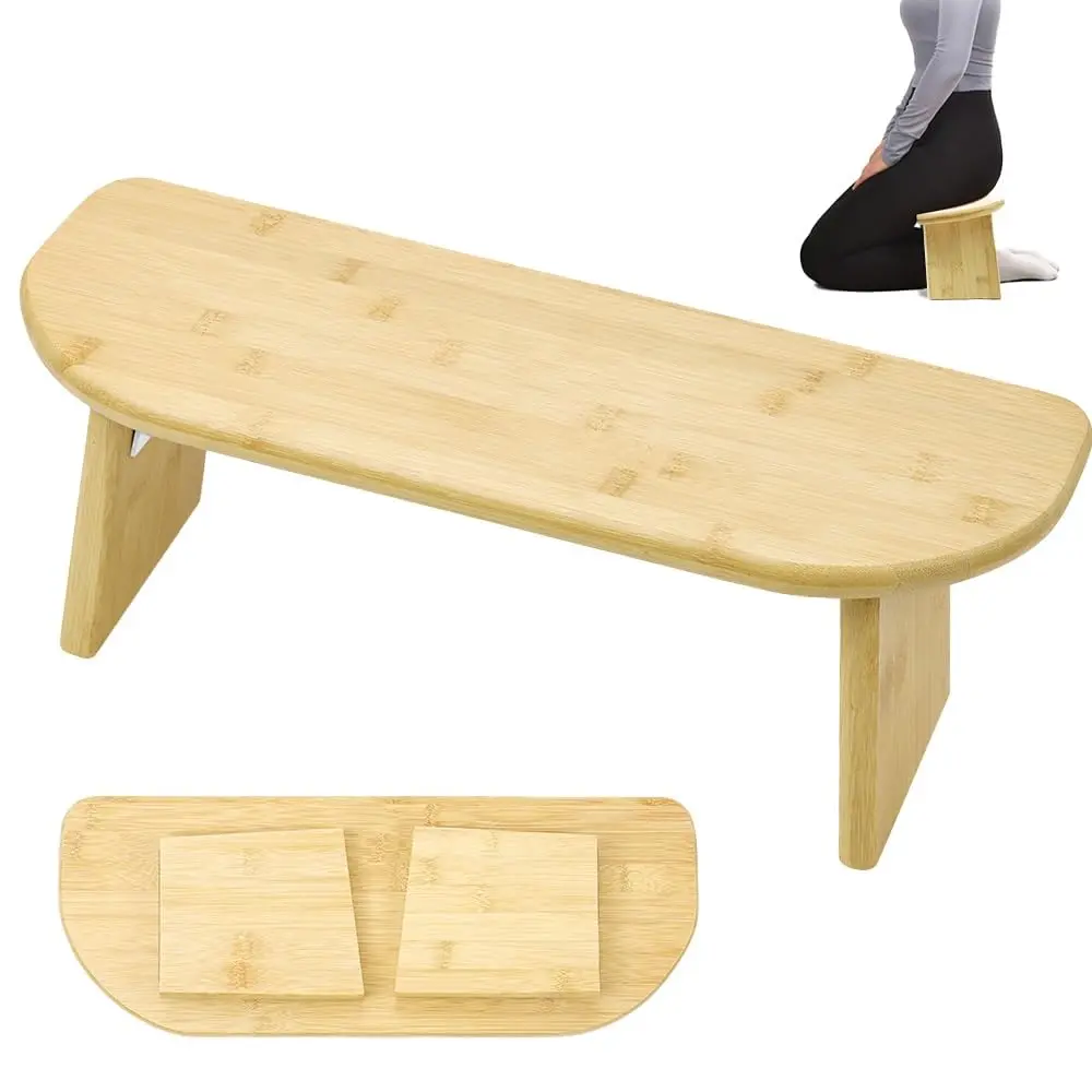 Banco de Meditación de Bambú, 19.5cm x 7.5cm x 6.5cm, Kneeling Chair, para Yoga, para Bancos de Meditação, Banquinho de Madeira