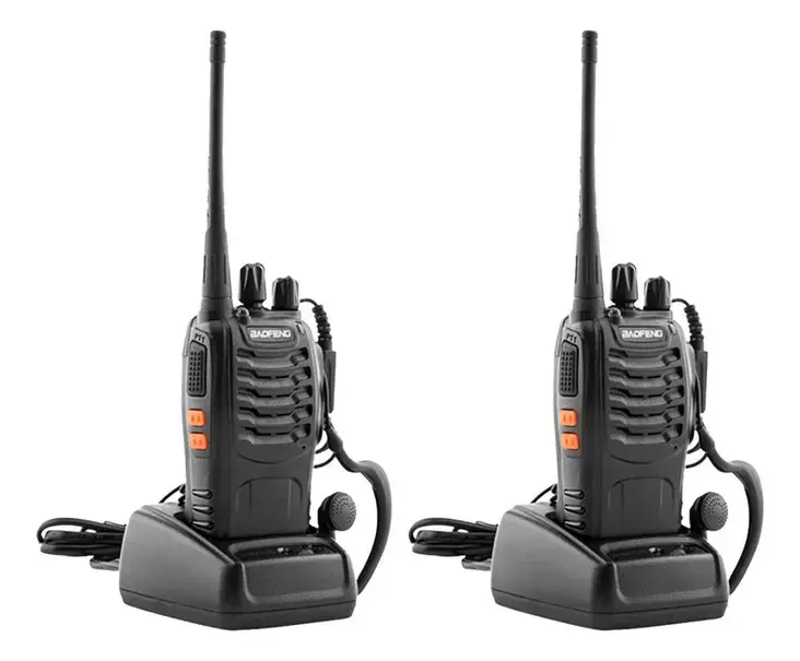 Kit Rádio Comunicador Baofeng 777s Resistente À Água Poeira Bandas De Freqüência 400 - 470mhz Cor Preto