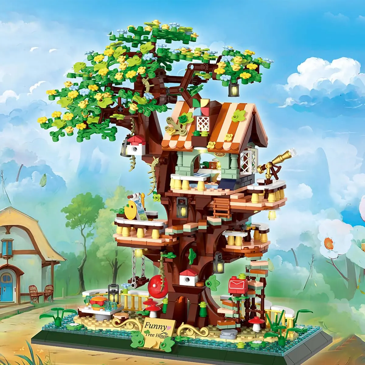 Blocos de Montar Construção Casa na Árvore Brinquedos Infantil (1130 Peças)