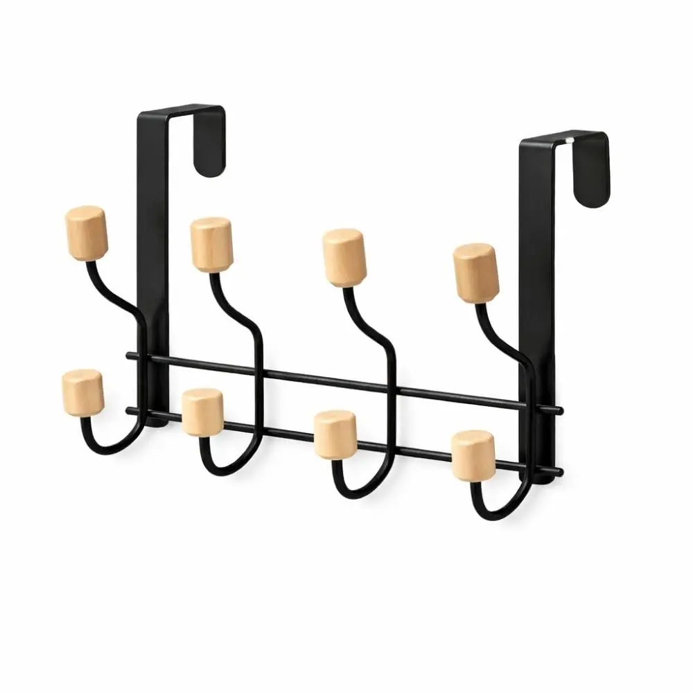 Cabide de Porta Multiuso 8 Ganchos Sem Furar Gancho Para Porta Organizador Suporte de Porta para Toalhas Roupas Bolsas Material Reforçado (Preto)