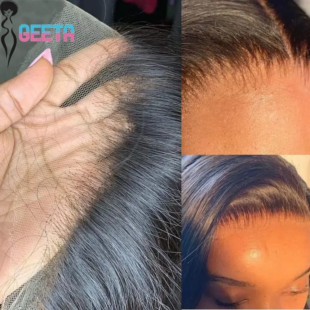 Peruca Frontal HD de Renda 13x6 13x4, Peruca Frontal de Cabelo Humano 30 Polegadas Liso Extremo, Perucas de Cabelo Humano com Renda Transparente, Peruca com Fechamento HD 4x4 - 1