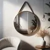 Espelho Redondo Adnet 30cm Com Alça + Suporte e Pendurador Ideal Para Sala / Banheiro / Quarto - 1