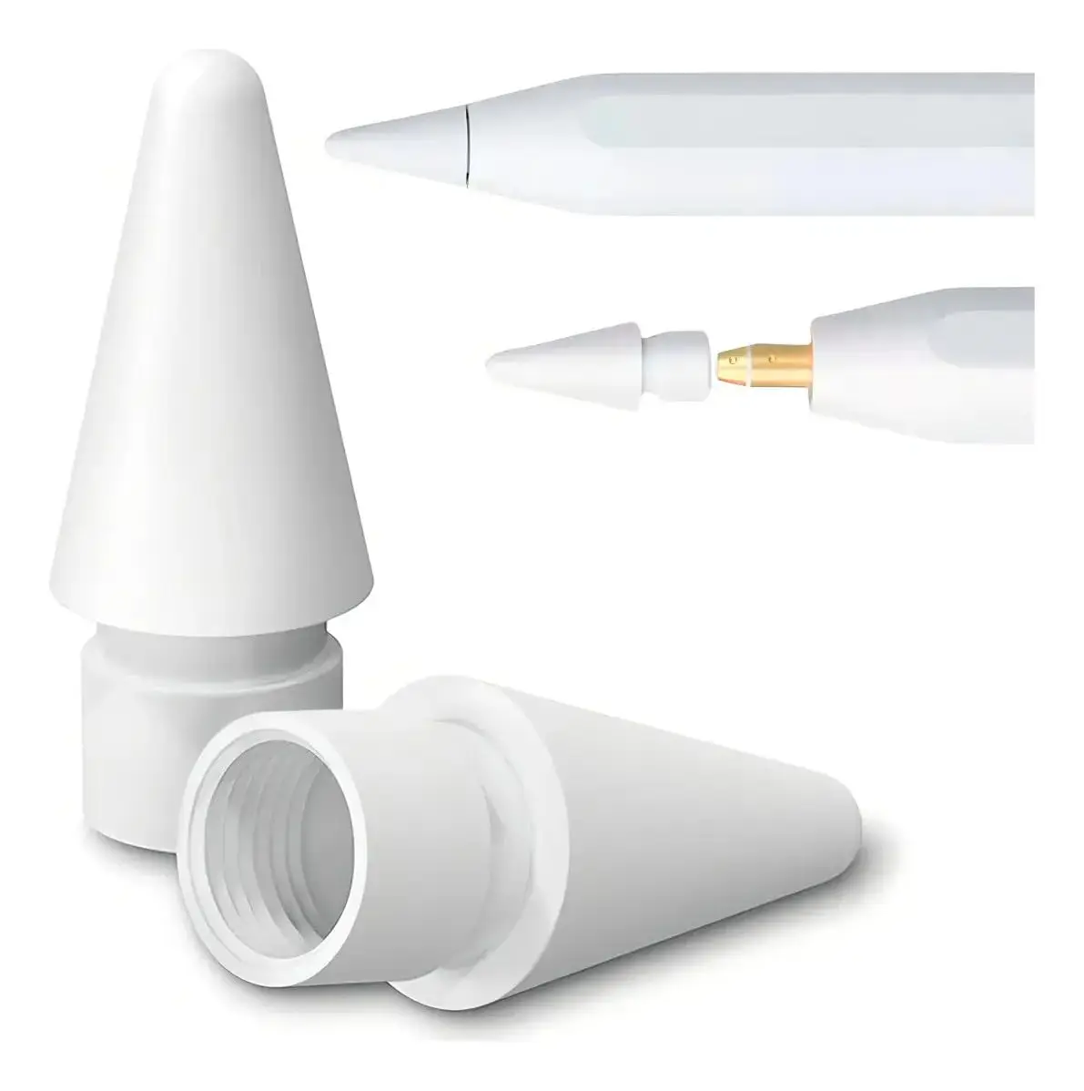 Kit 2 Pontas Extra Reposição Compatível com Apple Pencil 1 E 2 Geração