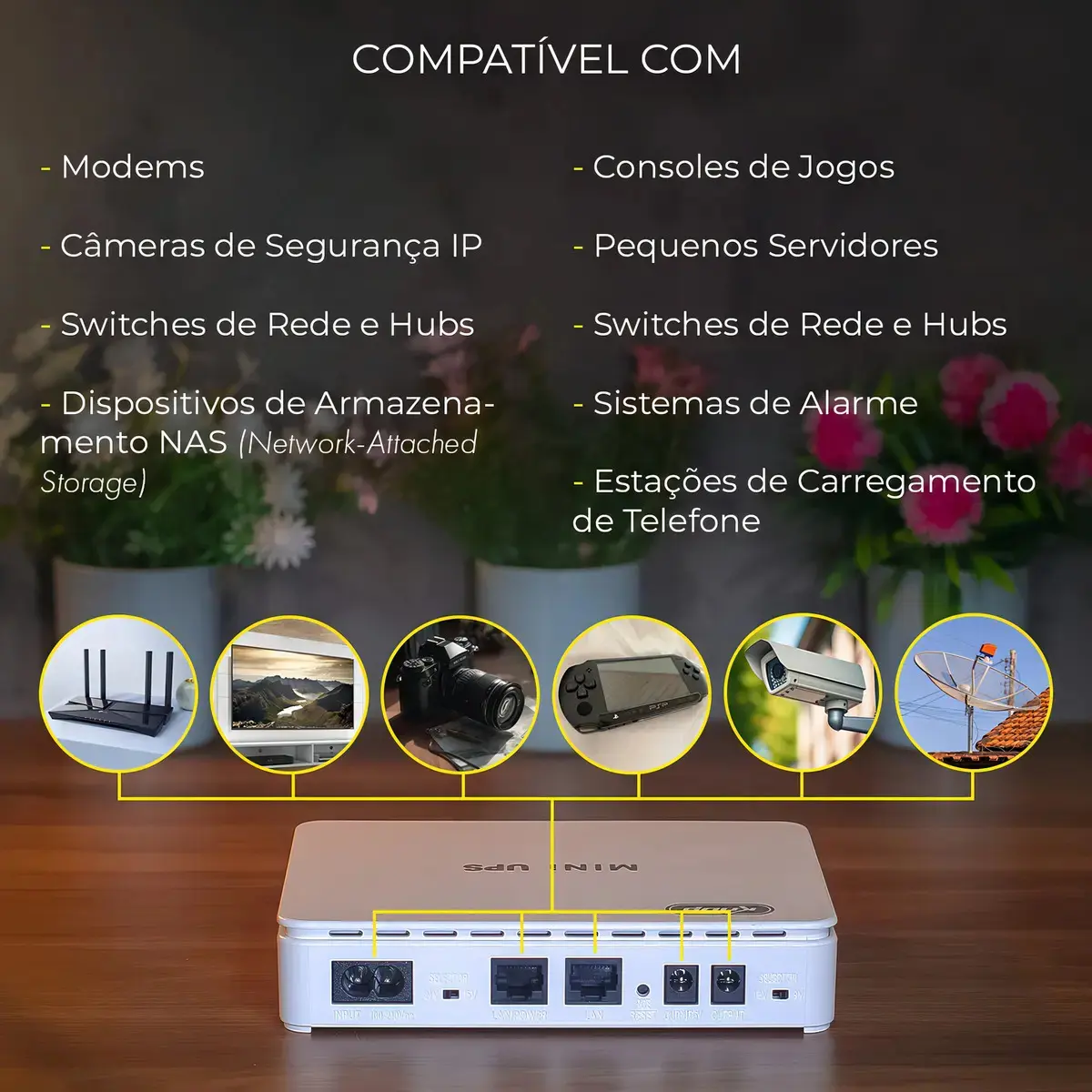 Mini UPS 35W ( Nobreak) USB Type-C Poe Bivolt KP-588 Kanup Branco thumbnail 6