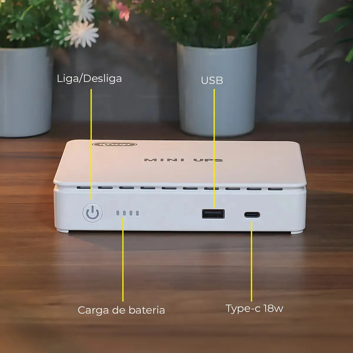 Mini UPS 35W ( Nobreak) USB Type-C Poe Bivolt KP-588 Kanup Branco thumbnail 8