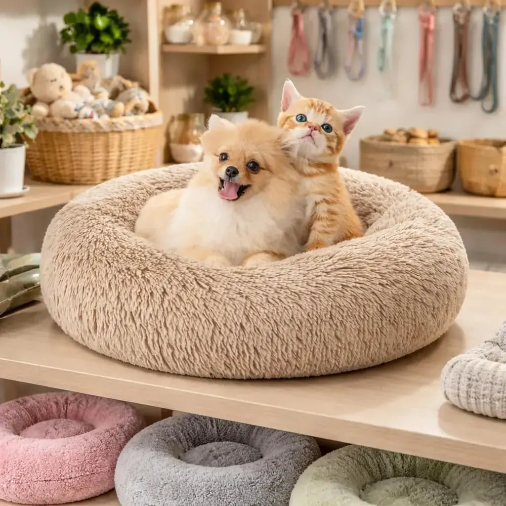 CAMA PET NUVEM CAMINHA DONUT PELUCIA REDONDA PELUCIADA M 50CM (CARAMELO) | MATERIAL RESISTENTE, PODE SER LAVADO NA MAQUINA, NÃO SOLTA PELOS, QUALIDADE PREMIUM