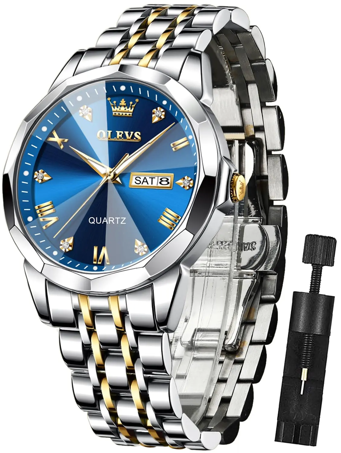 OLEVS Relógio Masculino Quartzo Analógico Clássico para Trabalho - Pulseira em Aço Inoxidável, à Prova D'água 30M Mostrador Luminoso Presente Executivo
