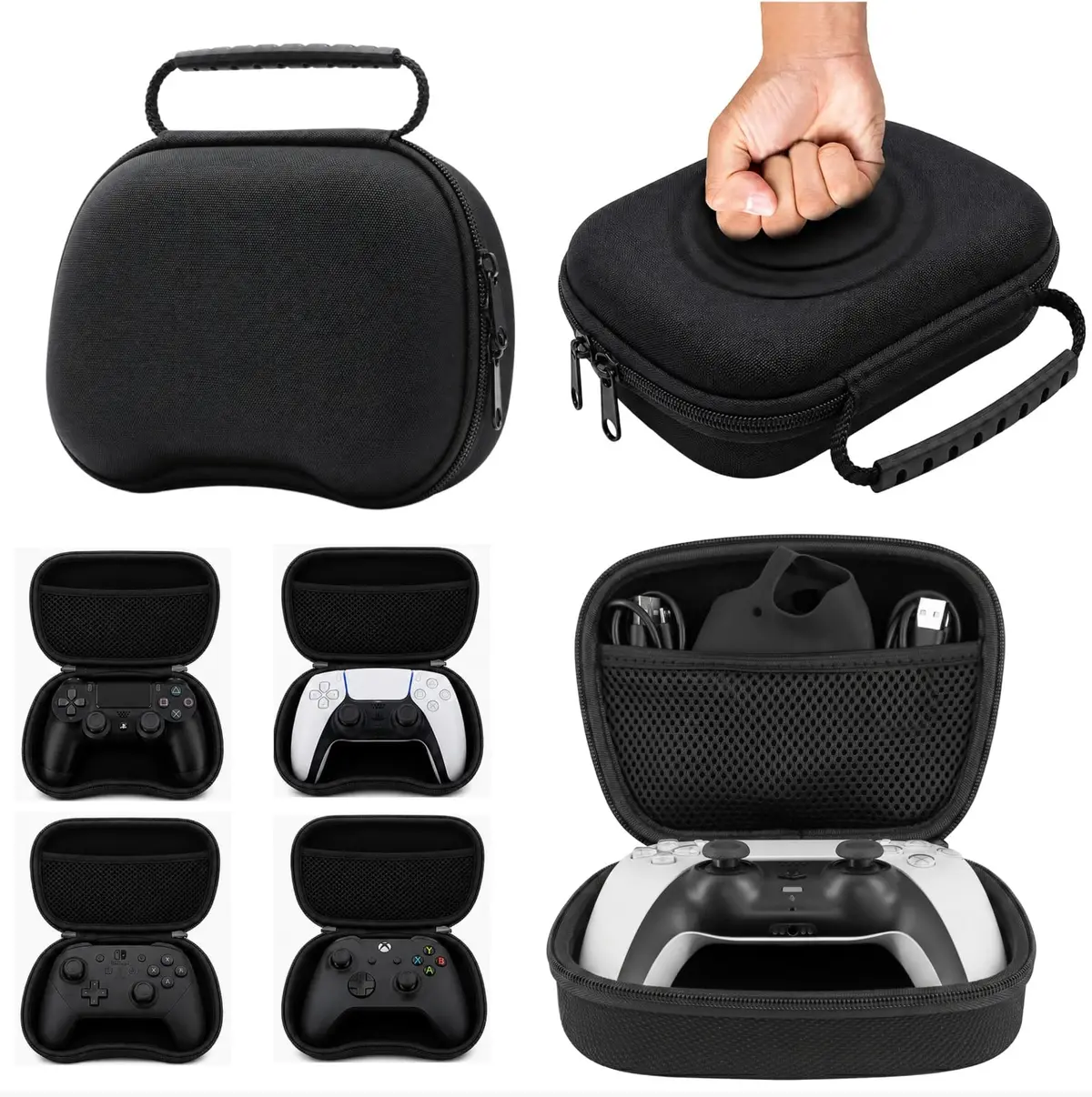 Bolsa Case Estojo Maleta Protetora Preta Premium Compativel Com Controle Ps5 Ps4 Xbox Switch Pro - 1