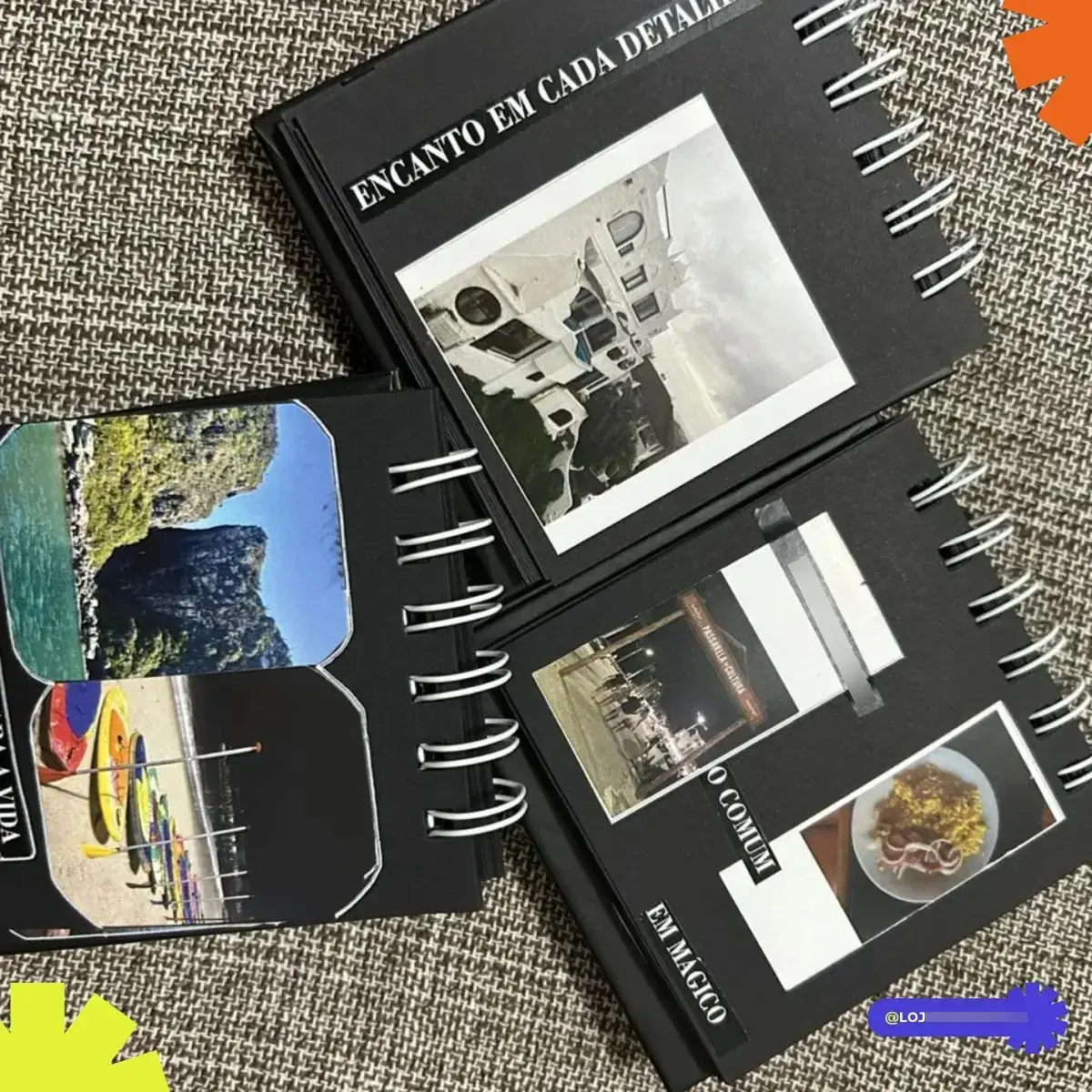 Mini Scrapbook Namorados 10x10cm 50 Páginas Capa Dura 180g Preto Capa Lisa thumbnail 6