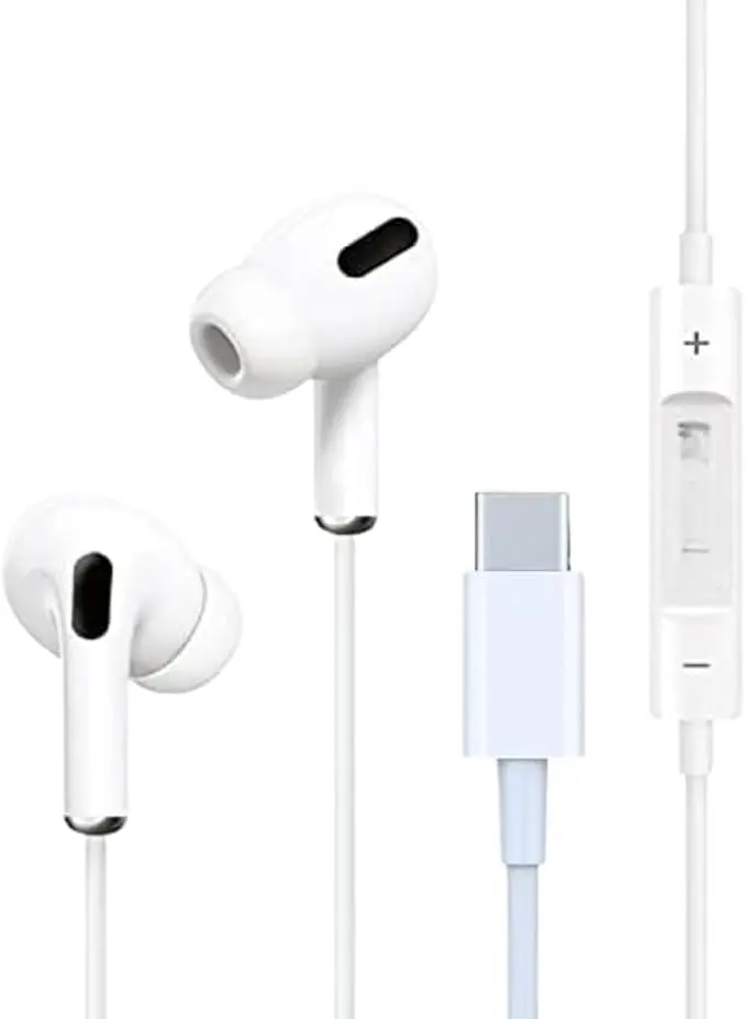 Fone de Ouvido com Fio Premium Tipo-C, Som Balanceado, Anti-Ruído, Cabo Anti-Emaranhamento, com Microfone e Ajuste de Volume – Compatível com Samsung, Motorola, LG e Smartphones USB-C, 2G
