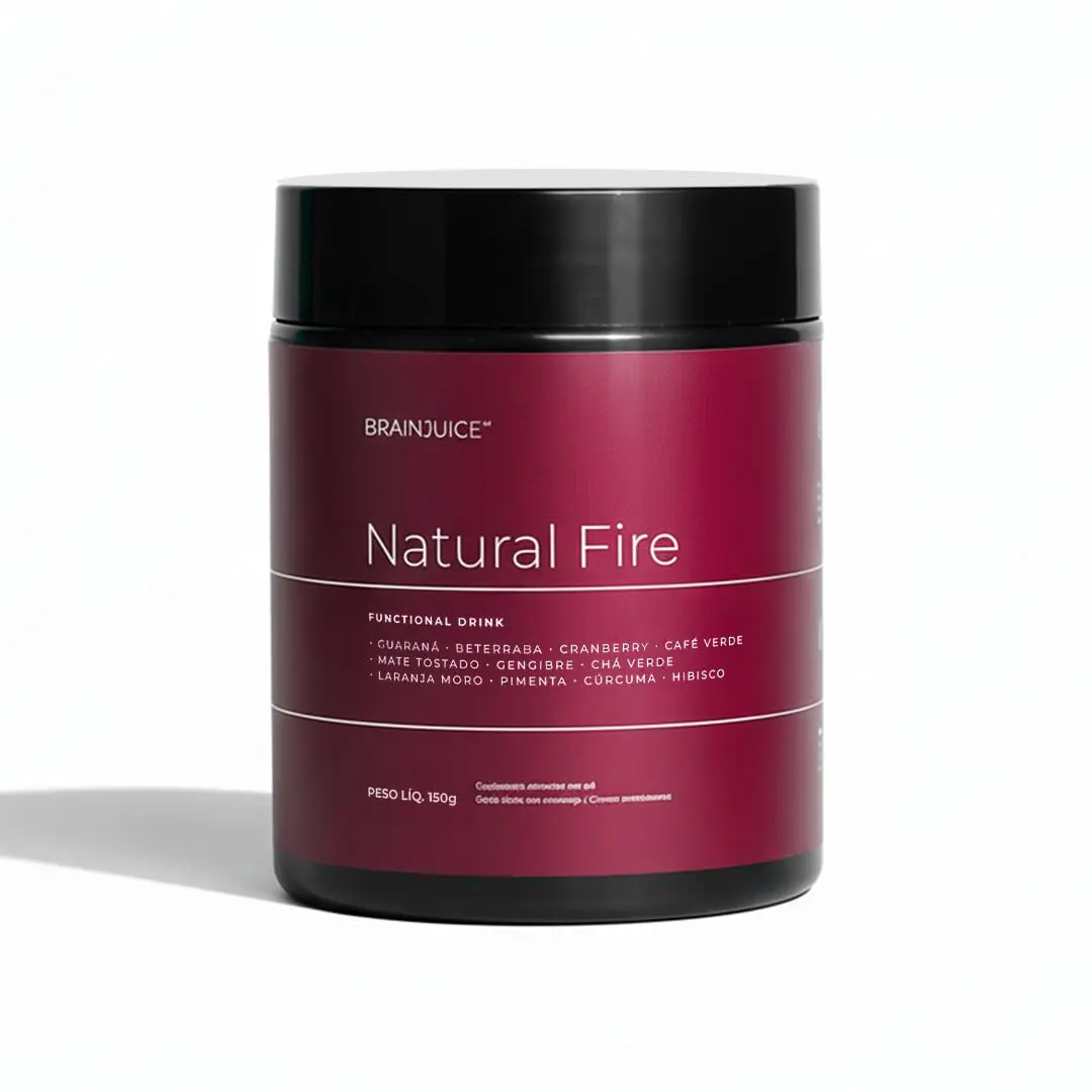 Pré Treino Natural Fire Brainjuice Suplemento Alimentar em Pó Sabor Morango com Limão