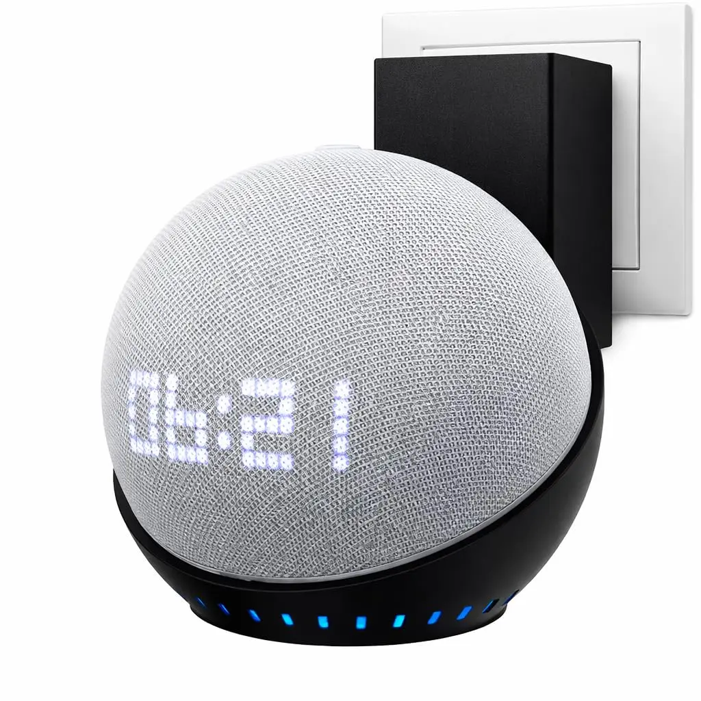 Suporte para Echo Dot 4ª e 5ª Geração Tomada, Base Organizadora Estável para Alexa 4 5 Geracao Melhora Projeção Sonora TimeClick