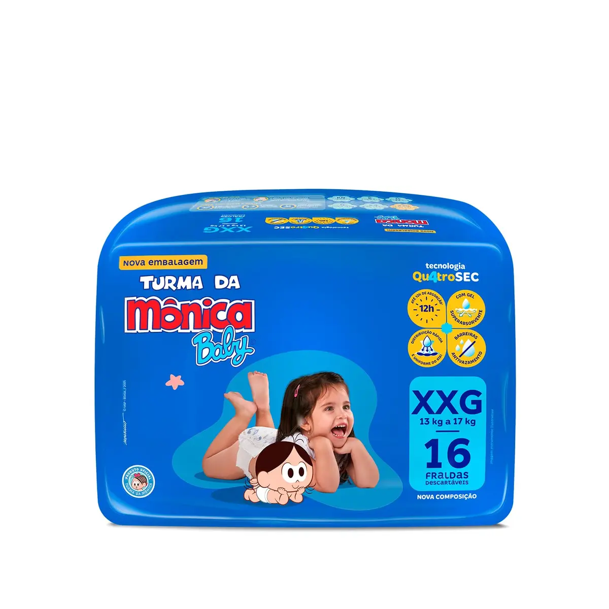 Fralda Turma da Mônica Baby Jumbo XXG 16 Unidades