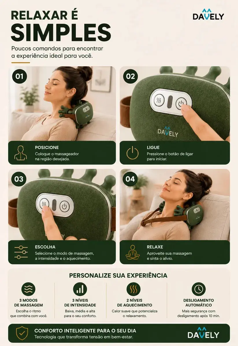 Massageador Pescoço Mãozinha 3D Aquecimento Elétrico Masajeador Massageador Corporal Pês Lombar Panturrilha Mão Pescoço Cabeça Costas Coluna Pernas Ombros Cervical - Aparelho massagem Portátil Davely thumbnail 3