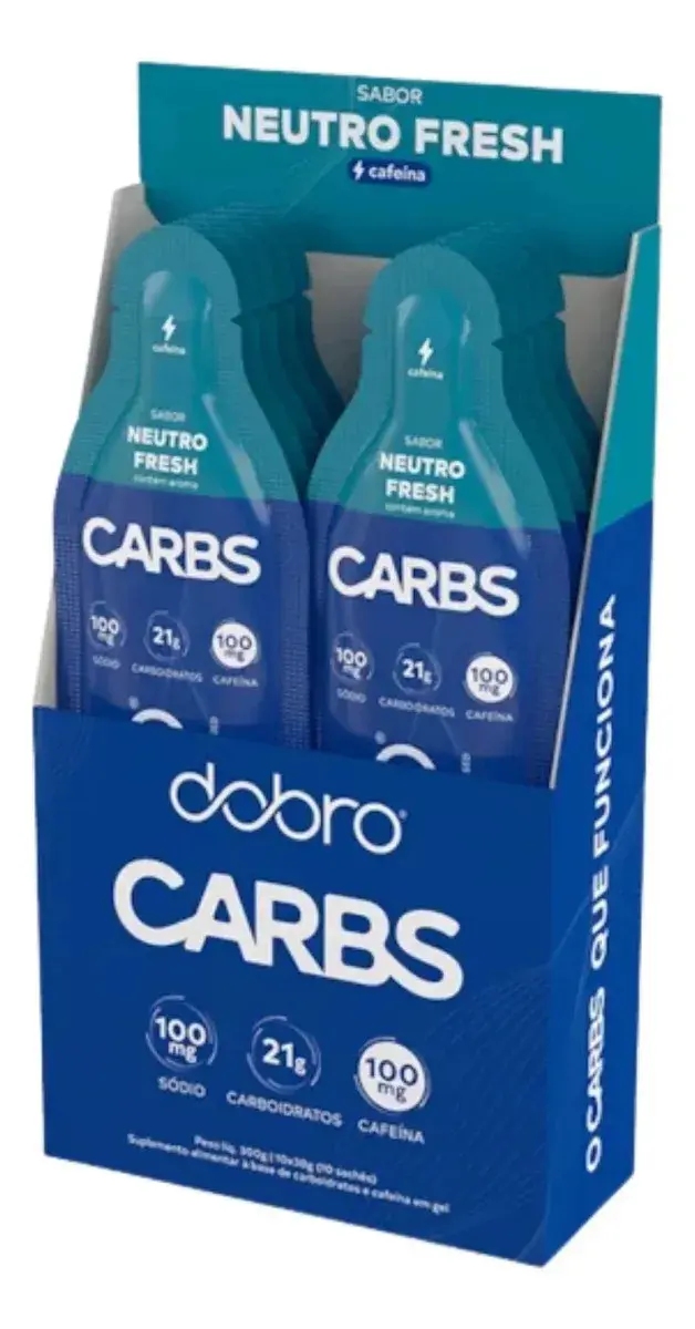 Suplemento em gel Dobro CARBS Carboidratos Maltodextrina sabor Com Cafeína 10x30g - 1