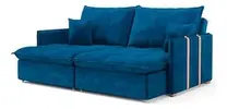 Sofá 3 Lugares Velosuede Azul Marinho 180cm - 1