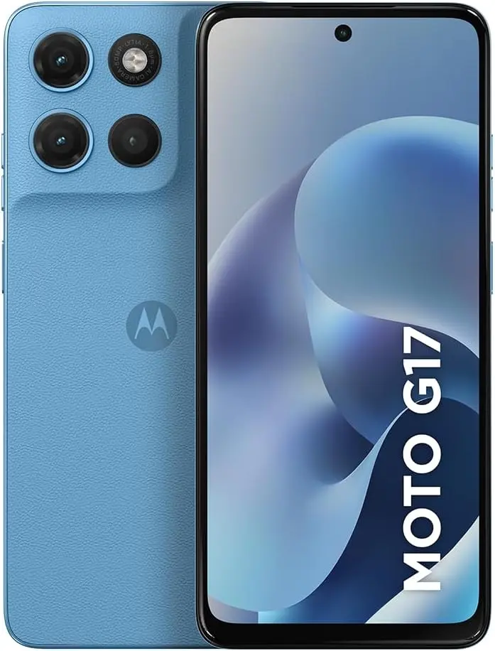 Smartphone Motorola Moto G17 4g - 128GB 12GB (4GB RAM + 8GB RAM Boost) camera 50MP Sony Lytia 600, tela Fhd+ 60hz, bateria 5200 mAh - Azul Claro - 1