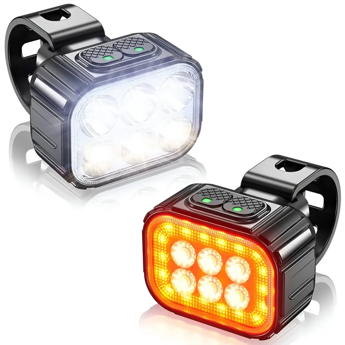 Lanterna Bike Kit Farol Bike 6 Led Recarregável USB a Prova da Água | Acessórios Bicicleta Ciclismo Sinalizador Traseiro Dianteiro Pisca Alerta Potente Conjunto Varios Modos Iluminação - 1