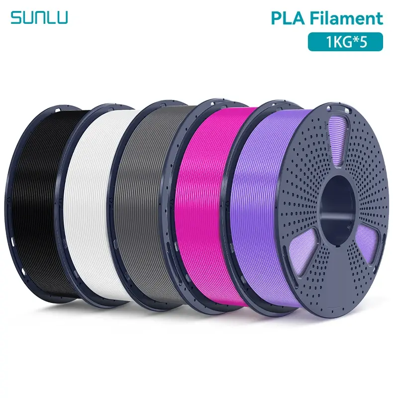 SUNLU 5KG Filamento PLA 1,75mm 5 Rolo 1kg Carretel (2,2lbs) Filamento bem enrolado cabe na maioria das impressoras FDM