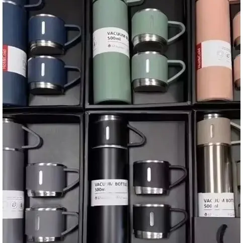 Garrafa Térmica Inox 500ml com Isolamento a Vácuo e Xícaras