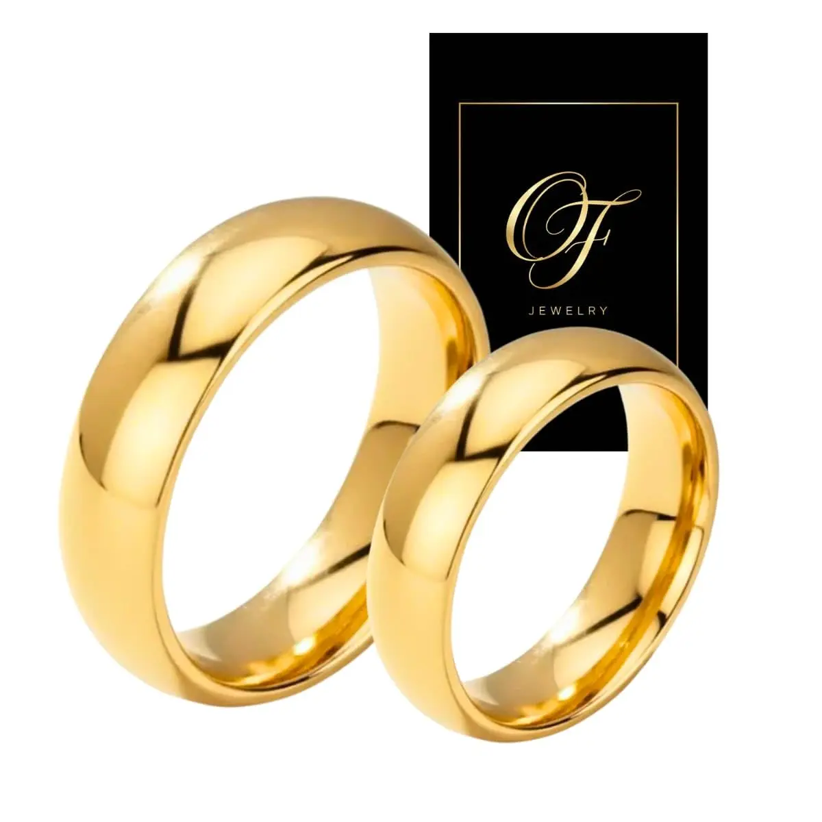 Par de Alianças de Casamento Banhada a Ouro 18k Noivado Premium 6mm Lisas Extra Luxo Original