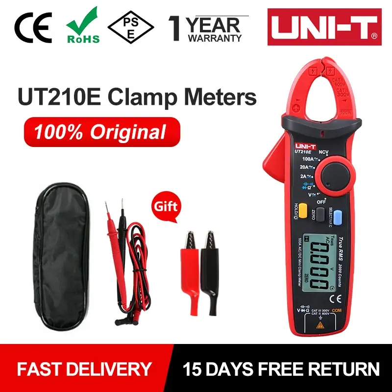 UNI-T ut210e mini medidor de braçadeira digital ac dc alicate de corrente amperímetro voltímetro braçadeira multímetro testador medidor de frequência