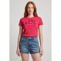 Camiseta Feminina Aeropostale Logo Paetê Rosa