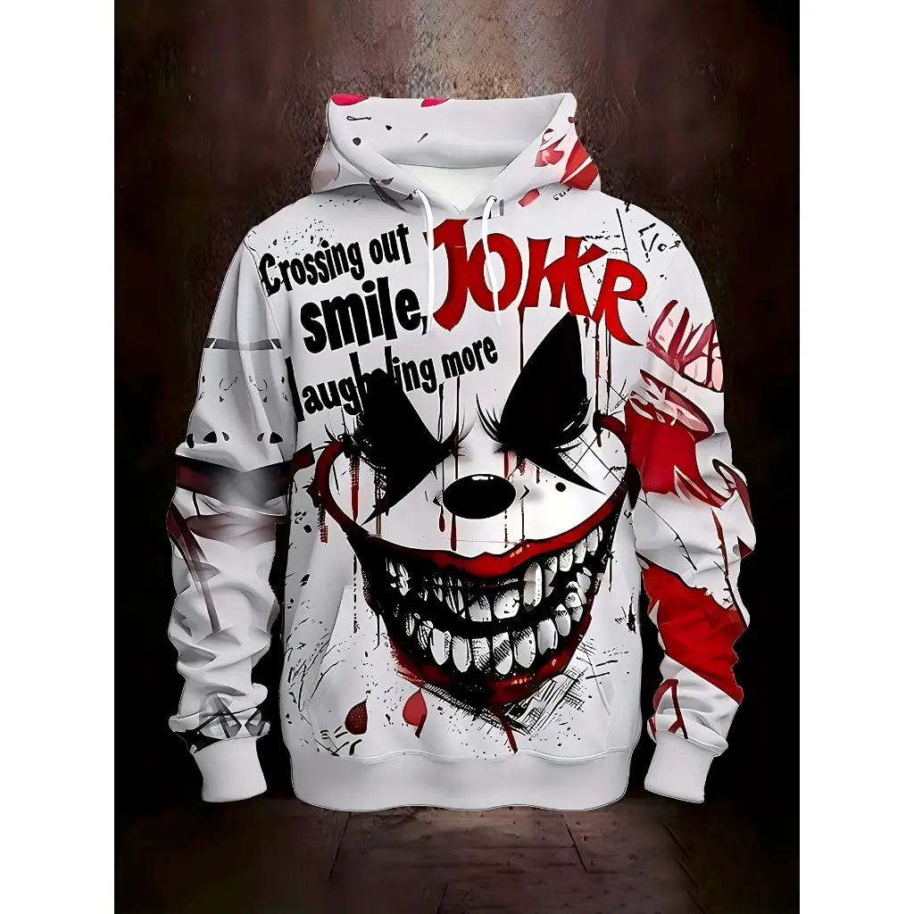 Blusa De Frio Moletom Sublimado Full Print Joker Palhaço Casaco Estiloso 100% Poliéster Full Print