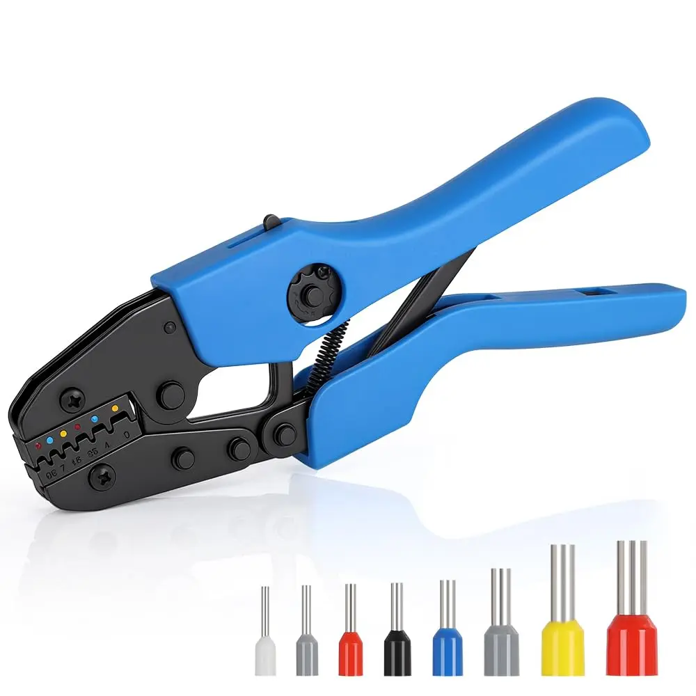 Alicate de Crimpar, Ferramenta de crimpagem para terminais com ferrolho e extremidades de fios com pinos - Alicates de crimpagem com catraca 0,5-6 mm²