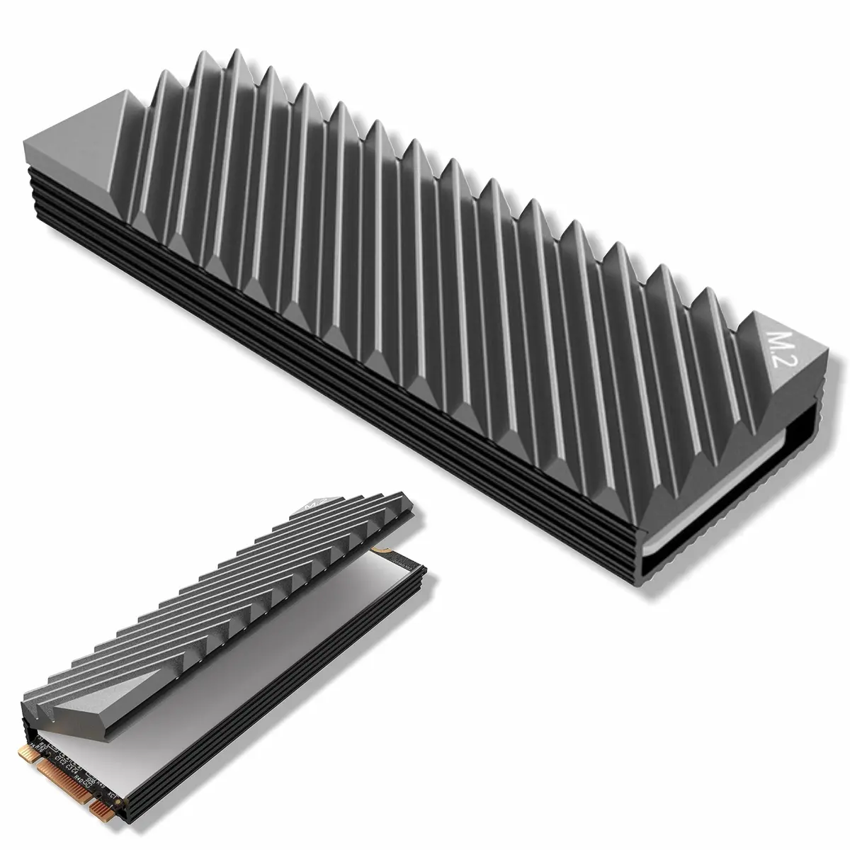 Dissipador de Calor para SSD M2 2280 em Alumínio, Com Thermal Pad - PROLONGA A VIDA ÚTIL DO SEU SSD - Desktop, PS5, PC - EASY IDEA NETWORK (PRATA) - 1